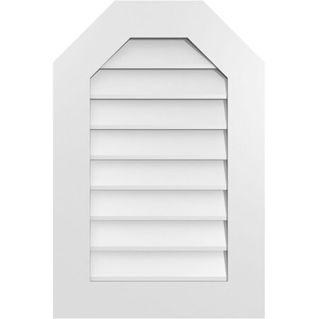 Ekena Millwork Octagonal Top Surface Mount PVC Gable Vent w/ 3-1/2"W x 1"P Standard Frame, 20"W x 30"H GVPOT20X3001SN